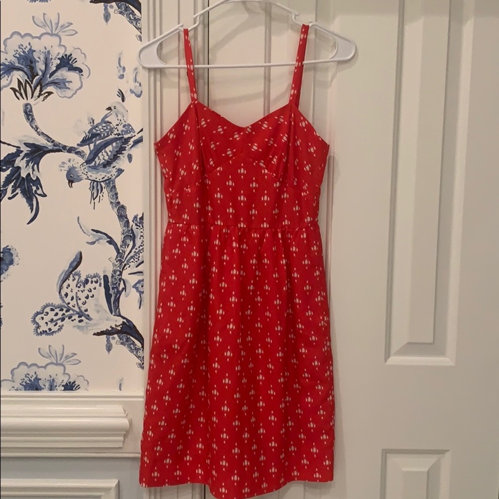 Red and white J Crew A line Dress
